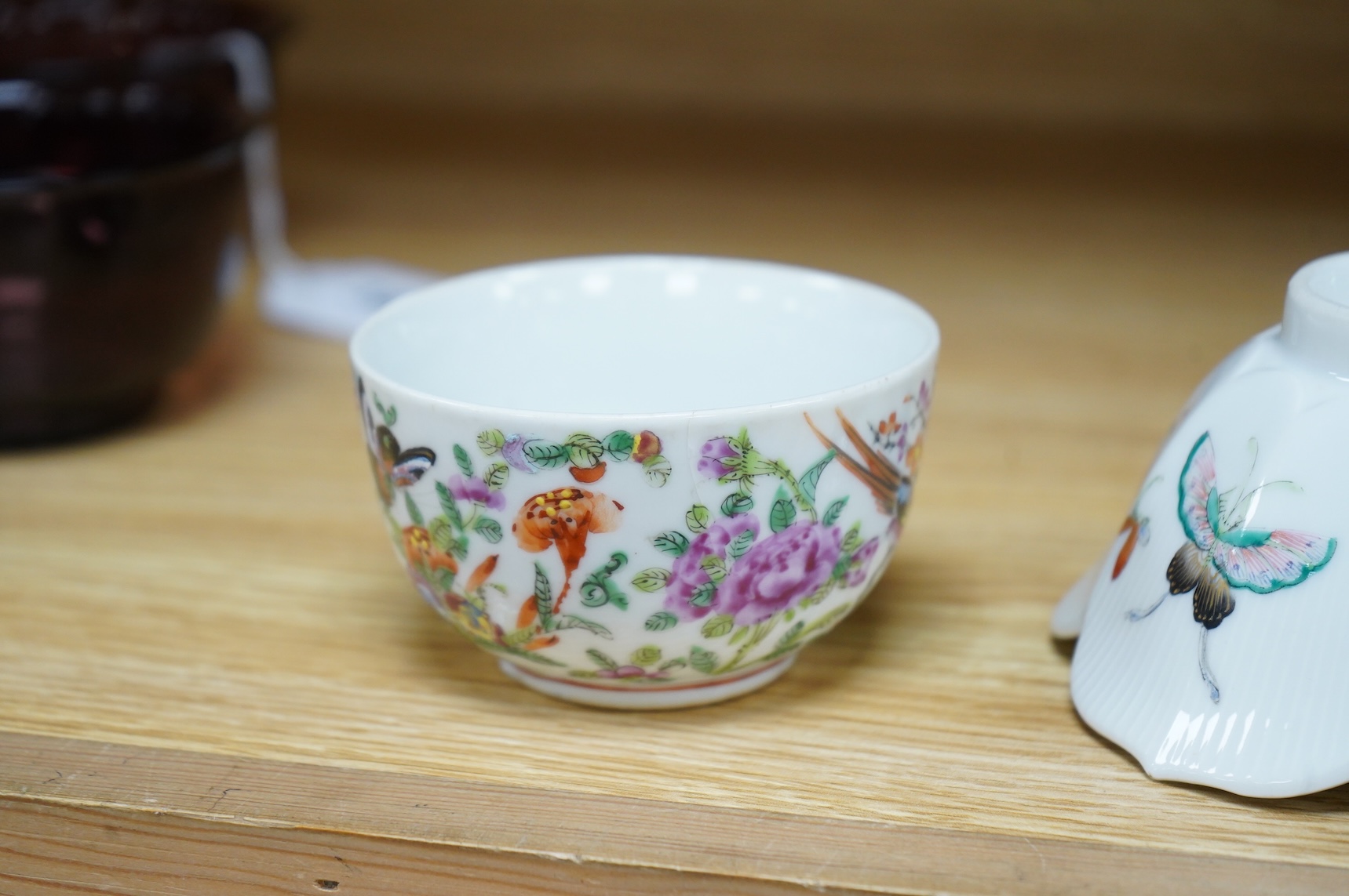 Two 19th century Chinese ‘butterfly’ bowls, largest 6cm high